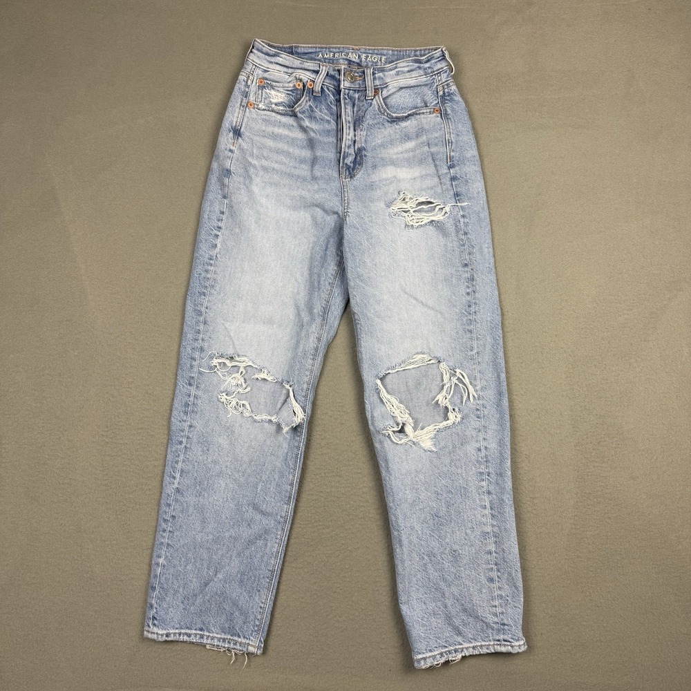 American Eagle Jeans Womens 2 Short Highest Rise 90s Boyfriend Distressed Ripped